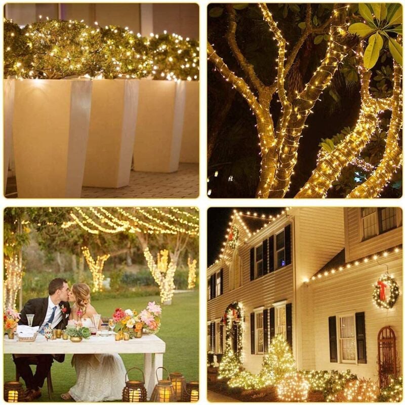 Rideau Lumineux Noel Exterieur, Gusodor 15M 600 LEDs Guirlande Lumineuse, 8 Modes IP44 étanche Rideau Lumineux Noel, Décoration Exterieur, Noel, Fenêtre, Balcon, Mariage, Fête(Blanc Chaud
