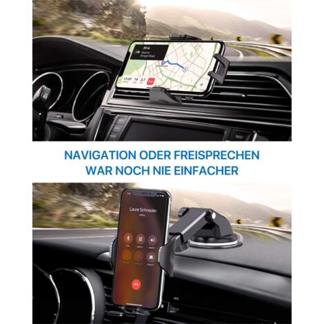 Support Telephone Voiture,[3 en 1][Plus Stable],Porte Téléphone Portable Voiture Universel avec Clip et Ventouse Rotation 360° Opération à Une Main pour Tous Les Telephone(iPhone 14),Auto,GPS