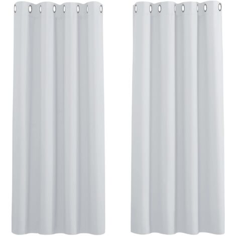 Rideaux Occultants Thermiques - Lot de 2 Rideau Panneaux à Oeillets / Insonorisation Coulissant Isolation Lneux Prêt à Poser, Gris Blanc-2x L 120 X H 150 cm,Gris Blanc