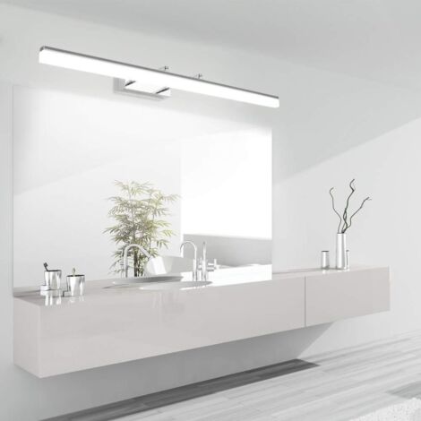 Lampe pour Miroir LED Salle de Bains IP44 12W 1170LM, Réglable Angle Applique Lampe, Armoire Miroir Intérieure Moderne Luminaire Salle de Bain 6000K pour Miroir Armoir Tableau, 50CM,4000k， Chrome
