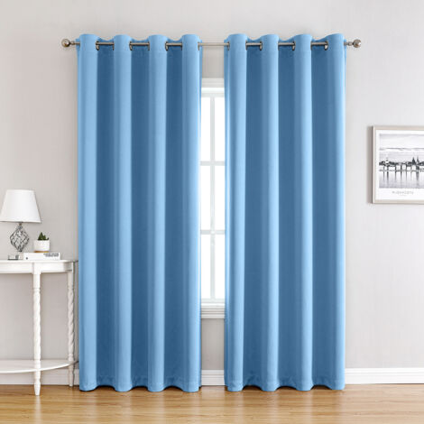Rideaux Occultant pour Chambre - Double Rideau Isolation Thermiques de Fenêtre Maison / Tissu Solid Lourd pour, Lot de 2 ,100 X H 200 cm,Bleu