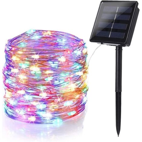 Guirlande de Noel Solaire Exterieur,22M 200 LED Guirlande Lumineuse Solaire Lampe Étanche 8 Modes Décoration Lumièr pour Jardin Terrasse Cour Maison Fête Mariage Arbre de Noël,Multicolore