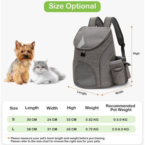 Sac Dos pour Chat Sac de Transport pour Chien Petit Animaux pour