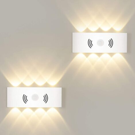 8W Applique avec Détecteur de Mouvement,Allumage et Extinction Automatiques Applique Blanc Chaud 3000K,Lampe Mural Capteur d'éclairage pour Extérieur/Intérieur IP65