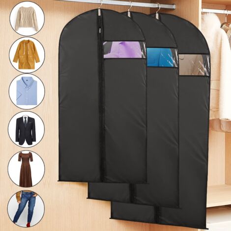 Lot De 2 Housses Suspendues Pour Vêtements - Noir 60x100 Cm - Anti-poussière, étanche - Avec Fenêtre Transparente
