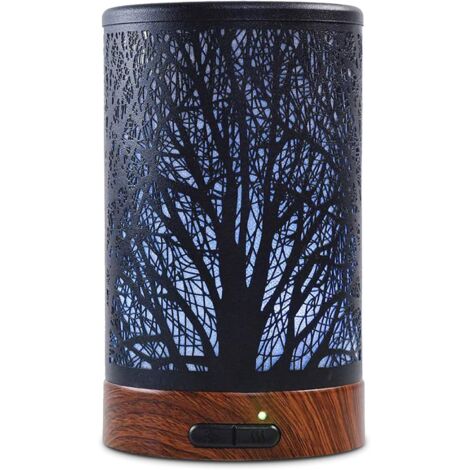 Ineasicer Diffuseur d'Huiles Essentielles Ultrasonique Aromathérapie Electrique en Métal avec 7-Couleurs Changeantes, Minuterie et Arrêt Automatique pour Chambre Salon Spa Yoga Massage - 150ML Arbre