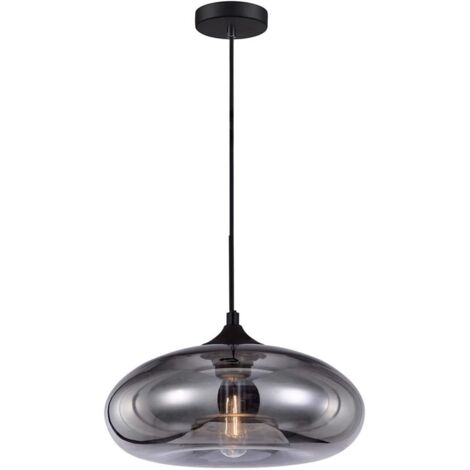 Ineasicer Suspension Industrielle Vintage Ronde en Verre Coloré, Lampe Suspendue au Plafond Retro Loft Bar E27, Lustre Pour Cuisine Salle À Manger Chambre (Argent) [Classe énergétique A+]