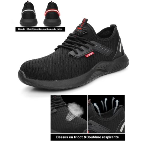 Chaussures de Securité Légère Baskets de Sécurité Chaussures de Travail Chaussure de Chantier Embout en Acier Respirantes Antidérapantes Homme Femme Unisexe Taille 45 Eu (1/5)