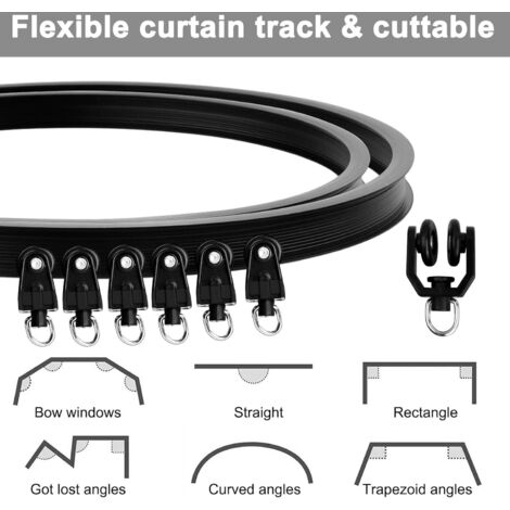 Kit De Rail De Rideau Plafond Pliable, 3M Rail De Rideau Flexible Avec 30 Crochet Pour Maison Chambre Fenetre Salle De Bain Bureau 90393254