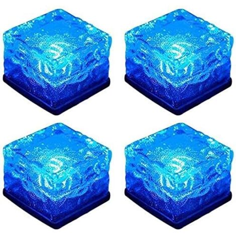 Ineasicer Lampe Solaire Extérieur, 4 Pièces Étanche Lampe Solaire Sol, 8 modes d'éclairage LED Lumineuse Solaire Jardin pour Terrasse Pelouse Route Pont Escalier (Bleu) (1/5)