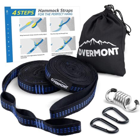 Ineasicer Kit de Fixation hamac Ultra-résistant 2 Cordes hamac Durable en Polyester + 2 mousquetons de Fer avec Un Sac de Rangement (1/6)
