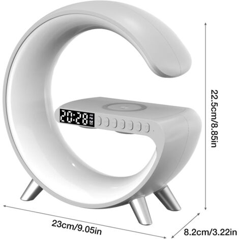Lampe De Réveil LED Multifonction Avec Station De Charge Sans Fil Bluetooth - Blanc - Neuf