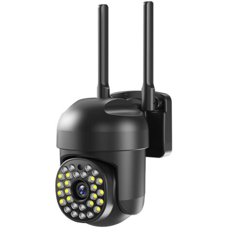 Caméra de sécurité extérieure PTZ IP 360°, détection de mouvement, vision nocturne couleur, étanchéité IP66 (noire) (1/3)