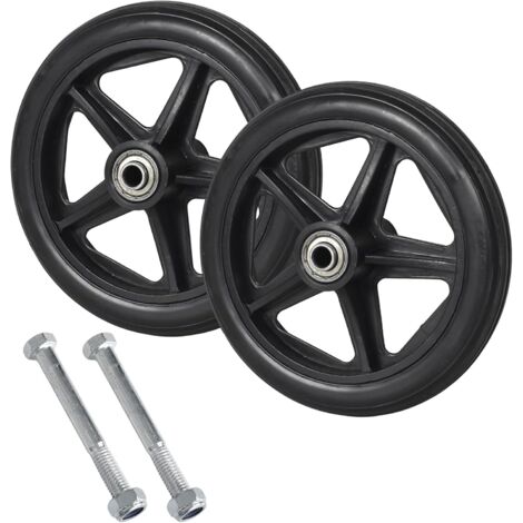 Lot De 2 Roues De Scooter 200 Mm – Polyuréthane + Noyau Nylon, Roulement ABEC-7, Noir, Résistantes à L'usure