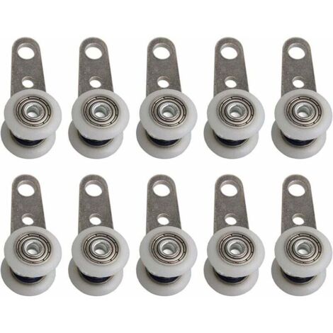 Lot de 10 Roulettes pour baies vitrées ou portes coulissantes - En métal et en plastique - 4,5 X 1,9 Cm (1/5)