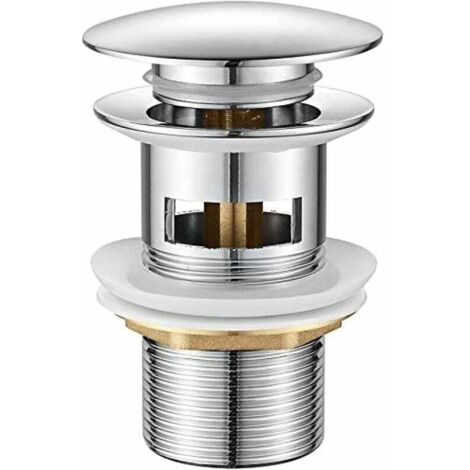vidage Salle de Bain, Bonde de Lavabo Pop Up, Chromé, Argent (1/5)
