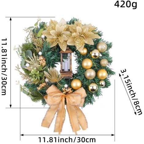 Couronne De Noël Lumineuse 50,8 Cm Avec 30 LEDs - Déco Porte D'Entrée Extérieure - Lot De 3