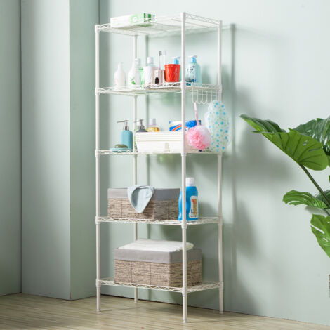 Panier à tiroirs, étagère de rangement en métal pour armoire de cuisine, étagère de rangement en métal à quatre niveaux, 4 niveaux, blanc (1/5)