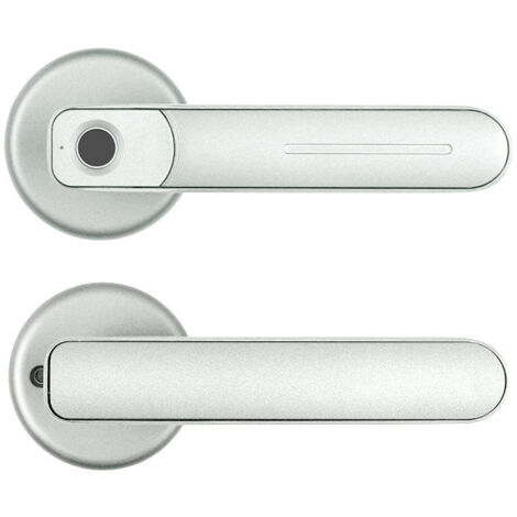 Serrure électronique à empreinte digitale, poignée de porte - Serrure à empreinte digitale et pour smartphone (argent) (1/5)