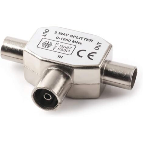 Langray – Connecteur coaxial d'antenne TV femelle à deux mâles – Distributeur bidirectionnel entièrement blindé – Perte de signal minimale – Résistance à la corrosion