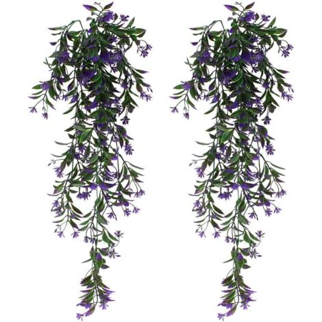 Langray – Plantes suspendues artificielles lierre violet – Lot de 2 pièces – Longueur 80 cm – Imperméables et résistantes au soleil