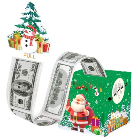 Tirelire de Noël pour cadeau en espèces, boîte cadeau surprise de Noël, boîte cadeau amusante à tirer de l'argent de la tirelire, tiroir à monnaie de Noël avec carte de sortie (style A)