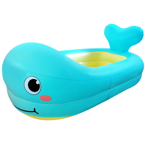Baignoire gonflable pour enfants, baignoire portable en forme de baleine mignonne, piscine pour enfants étanche, siège de voyage avec coussin épais pour la salle de bain et les voyages en famille.