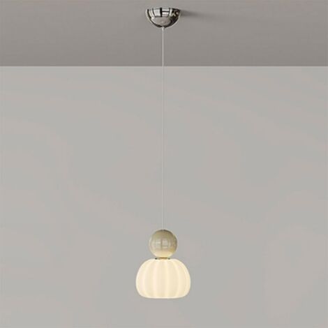 Suspension crème à une tête, petite suspension nordique en verre, suspension LED en résine pour chambre, éclairage tricolore, suspension réglable pour salon, suspension pour îlot de cuisine. (Café au