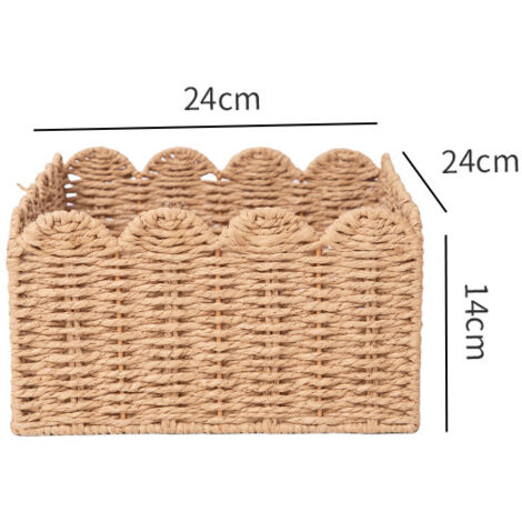 Panier de rangement en corde de papier pour vêtements sales, linge, ustensiles de service, organisateur de rangement léger pour collations et vêtements (24x24x14CM)