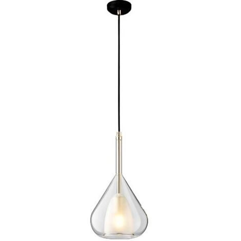 Suspension Luminaire avec Abat-jour Boule en Verre, Lampe Suspendue de Plafond Moderne, Lustre de Chambre de Salle à manger de Cuisine (Transparent, 20cm)
