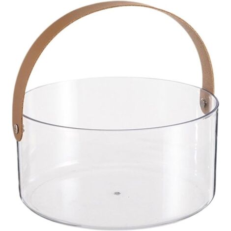 Seau à glace transparent en plastique avec sangle de transport pour refroidir vin, champagne et bière. Panier de rangement pour fruits, portable et durable (taille L).