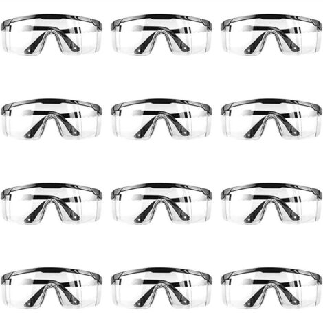 12pcs Lunette protection,Lunette de protection travail,Lunettes de Protection de Vision Intégrale,Lunettes de protection anti-buée avec protection UV Pour adultes (homme et femme) Transparent (1/5)