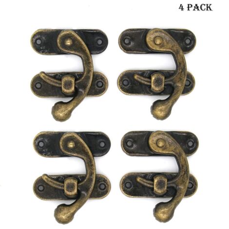 Loqueteau pour meuble Lot de 4 crochets épais en bronze massif vieilli pour boîte à bijoux avec fermoir(boucle de loquet droite)-RAPANDA