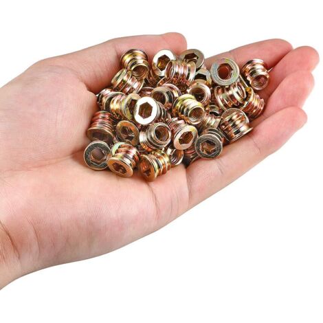 Vis à bois　Lot de 30 inserts filetés pour vis à bois M8x15mm - Écrous à bois hexagonaux (avec clé hexagonale)-RAPANDA