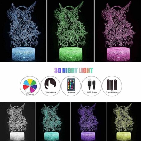 Veilleuse　Lampe illusion 3D pour World of Warcraft B Veilleuse 3D avec télécommande tactile 16 couleurs changeantes Cadeau d'anniversaire pour filles et garçons [Classe énergétique A+++]-RAPANDA