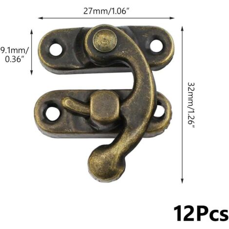 Loqueteau pour meuble Lot de 15 crochets épais en bronze massif vieilli pour boîte à bijoux avec fermoir(boucle de loquet droite)-RAPANDA