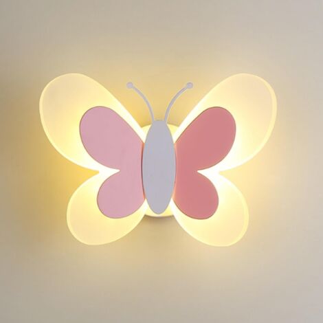 Applique Murale LED 16W Lampe Murale Créative Papillon Appliques Moderne Lumière Chaude Acrylique Veilleuse Chevet pour Chambre Enfant Couloir Escalier [Classe énergétique A]