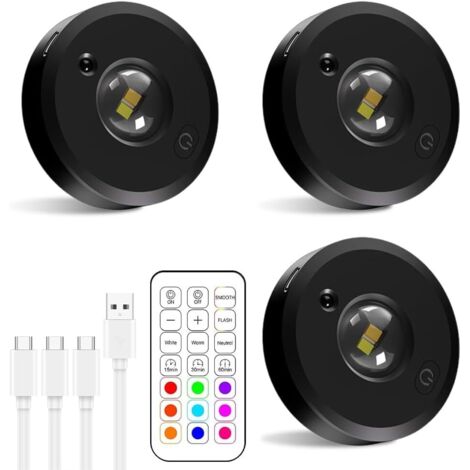 Guirlandes lumineuses rechargeables - Guirlandes lumineuses LED avec télécommande, intensité réglable, 12 couleurs et 2 modes dynamiques, batterie 1000 mAh, minuterie - Lot de 3