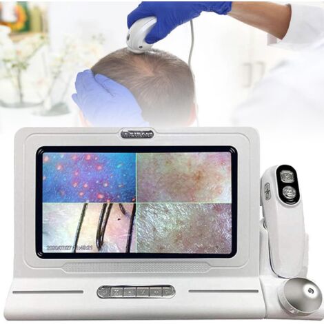 Sèche-cheveux, Détecteur de peau, de cheveux et du cuir chevelu — Testeur microscopique pour follicules pileux, peau du visage, sébum et hydratation — Écran LCD HD de 11 pouces