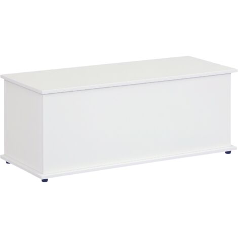 Coffre de rangement, banc de rangement avec couvercle rabattable et charnières de sécurité, banc chaussures, meuble d'entrée, couloir, chambre, salon, 100 x 40 x 40 cm, blanc
