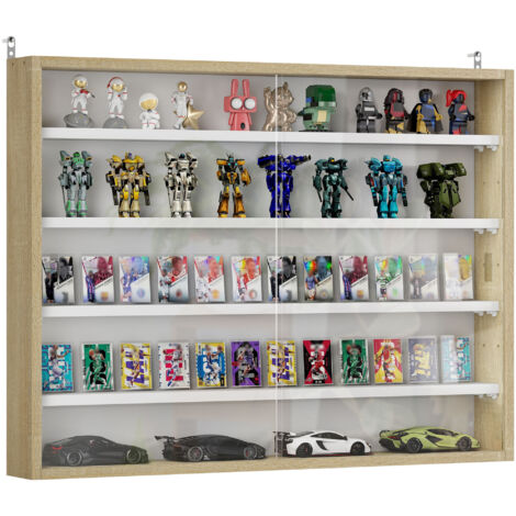 Vitrine pour collection vitrine murale 80 x 9,5 x 60 cm 4 étagères réglables en hauteur 2 portes coulissantes en verre