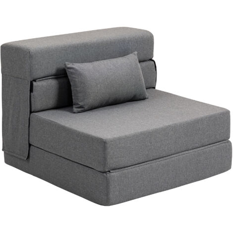 Fauteuil convertible 1 place fauteuil lit pliant, coussin inclus, pour invités, salon, petit espace, charge 120 kg, gris (1/5)