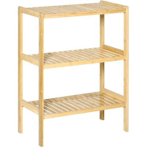 Étagère en bambou à 3 niveaux, bambou, 62 cm x 33 cm x 80 cm, naturel (1/5)