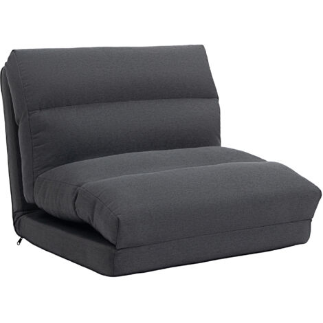 Pouf convertible en lit, dossier inclinable, pliable, jusqu'à 120 kg, 70 x 72 x 56 cm, gris foncé (1/5)