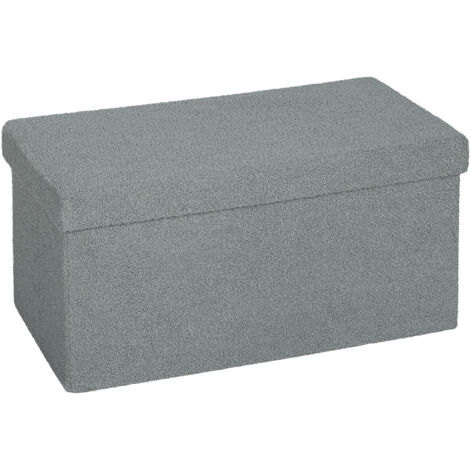 Pouf de rangement, banquette rembourrée avec espace de rangement et couvercle pour salon, chambre, couloir, gris foncé