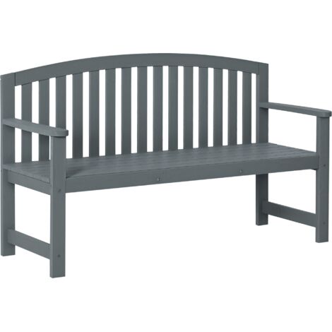 Banc de jardin 2 places en bois, résistant aux intempéries, avec dossier, charge maximale 240 kg, 143 x 51 x 85 cm, gris (1/5)