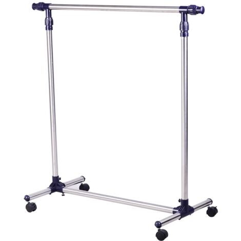 Porte-manteau, portant à vêtements sur roulettes, tringle réglable en hauteur et extensible, armoire autoportante pour entrée, acier inoxydable, 86 x 45 x 95 cm