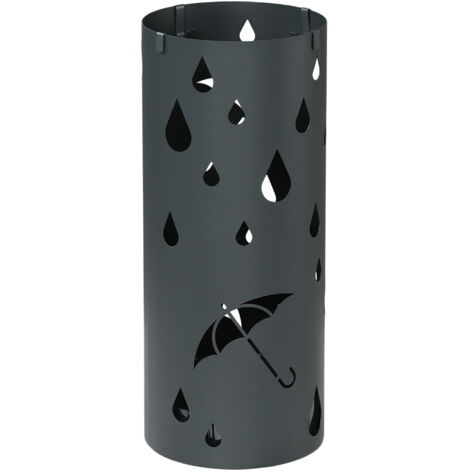 Porte-parapluies, acier, forme colonne, plateau de base amovible, Ø 17 x 41 cm (H), gris