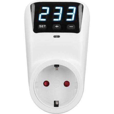 Protecteur de tension 16 A / 3680 W — Prise de protection contre les surtensions avec affichage numérique pour appareils électroménagers, réfrigérateurs et climatiseurs (Prise européenne 230 V) (1/5)