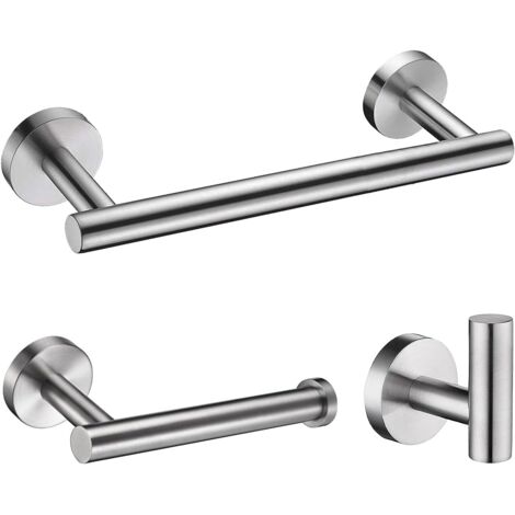 Patère de salle de bain, Barre porte-serviettes en acier inoxydable SUS304, finition nickel brossé, Accessoire de salle de bain